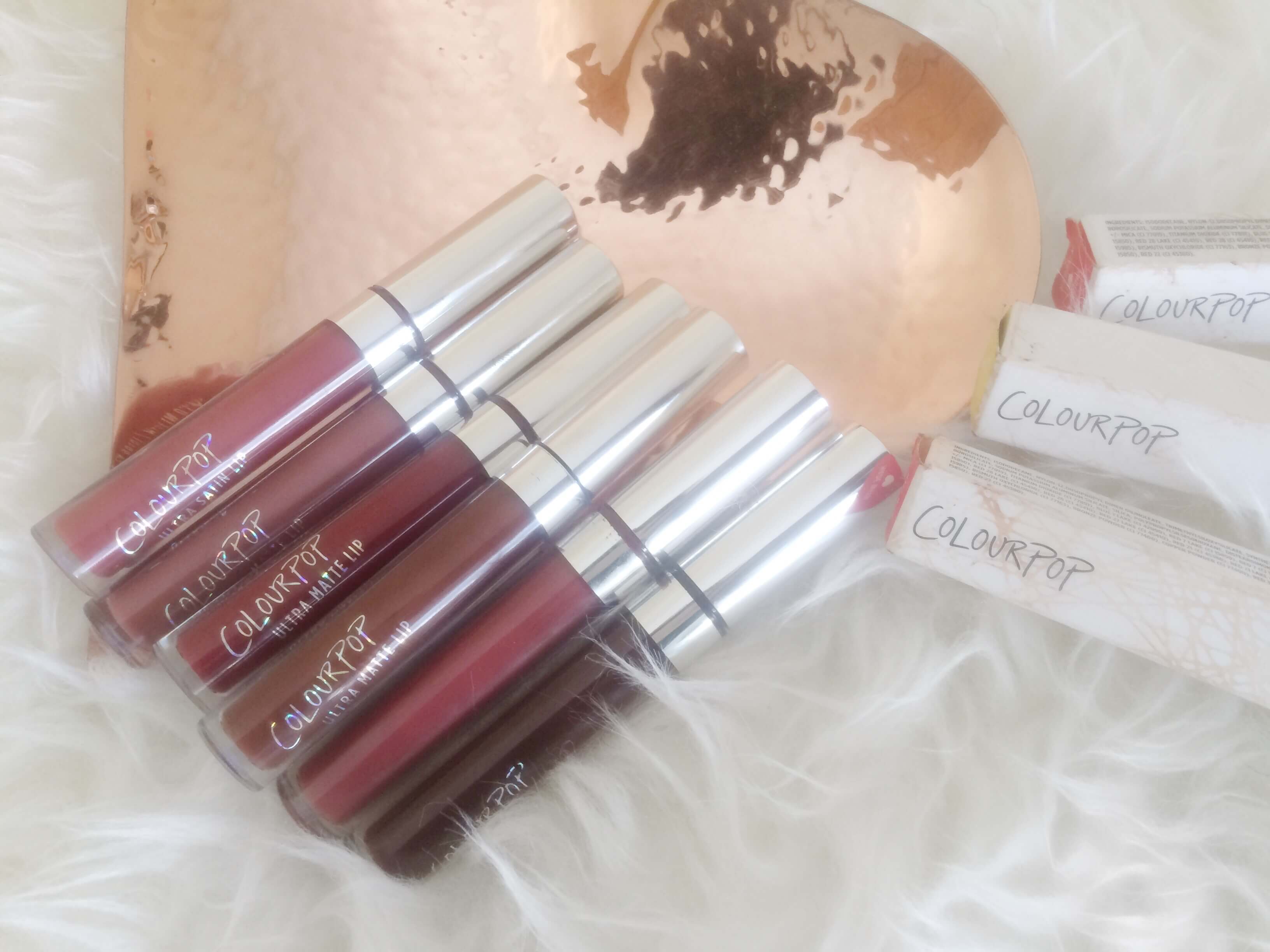 COLOURPOP ULTRA MATTE LIQUID LIPSTICK IN TULLE, LAX, LIMBO, STINGRAYE, AVENUE AND FRICK N FRACK