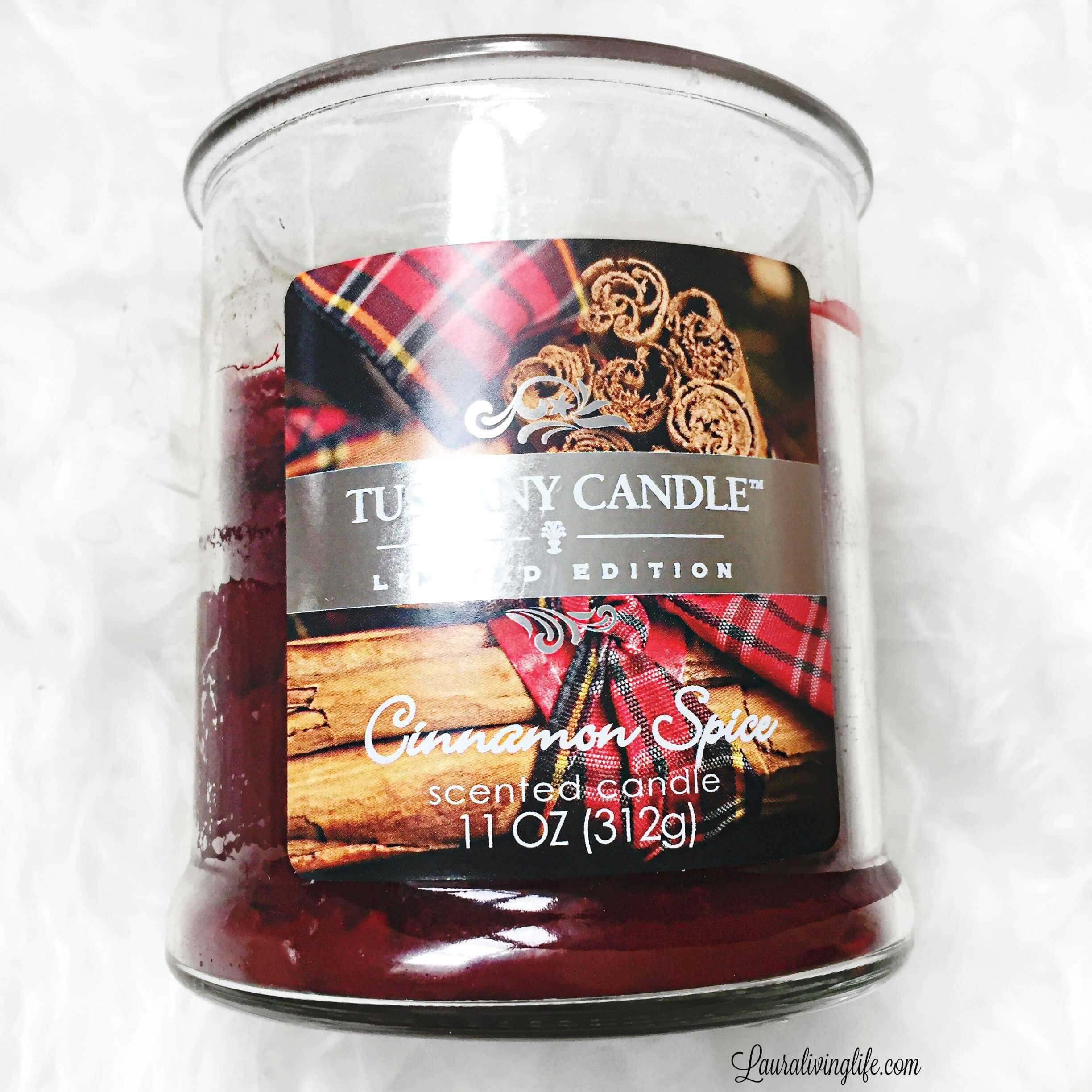 tuscany candle cinnamon spice-lauralivinglife